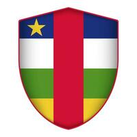 Central African Republic flag in shield shape. Vector illustration.