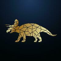 Golden geometric triceratops dinosaur illustration. vector