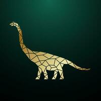 Golden geometric Brachiosaurus dinosaur illustration. vector