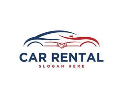 Car Deal with Hand Shake Symbol Logo Template Vector Design.