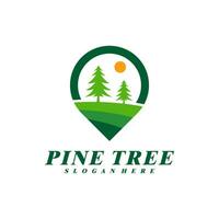 Pine Tree with Point logo design vector. Creative Pine Tree logo concepts template vector