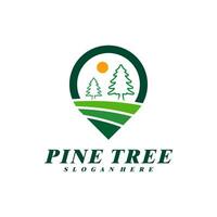 Pine Tree with Point logo design vector. Creative Pine Tree logo concepts template vector