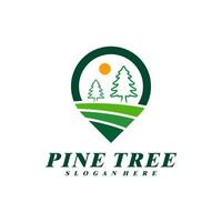 Pine Tree with Point logo design vector. Creative Pine Tree logo concepts template vector