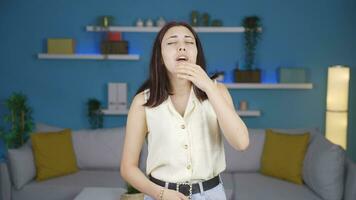 The sneezing young woman. Patient. video