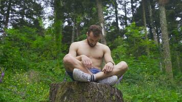 Doing yoga in nature. video