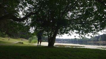 homme le jogging dans la nature. video