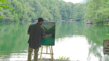 The painter who drew the picture of the lake. video