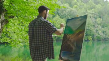 Painting in nature. video