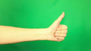 Hand on green background, green screen of hand video