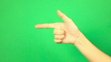 Hand on green background, green screen of hand video