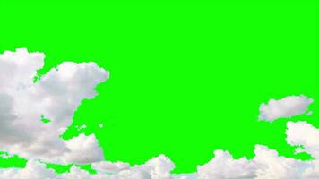 Clouds on green background, green screen of cloud Timelapse video