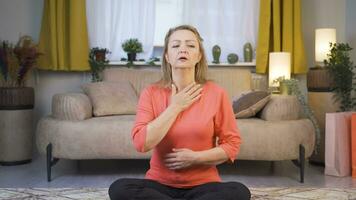 Woman with shortness of breath. video