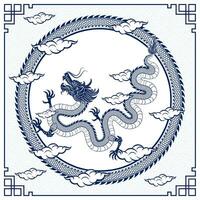 Traditional blue Chinese Dragon vector