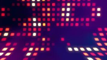 Abstract digital background with glowing neon lights, bright glowing lamps, random dots and grid. video