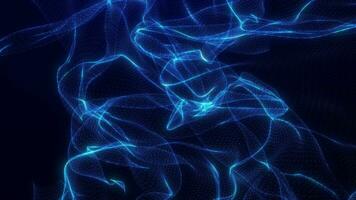 Blue digital wave of particles and dots, futuristic cyber background. Digital particle cyber or technology background. . Screensaver video animation