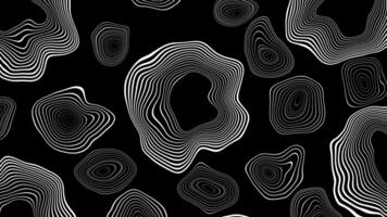 abstrato animado esboço topográfico contorno mapa. comovente ondas em Preto fundo. 4k em loop animação. video