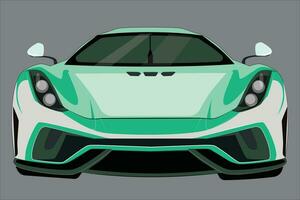 green sports car, front view. Green 3D Racing Car Front View Vector Illustration - Sports Vehicle in Realistic Style, Isolated on White Background.