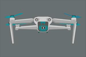 Unmanned drone. flying quadcopter with remote controller. Remote control. quadcopter drone with action camera. drone view from the front side. surveillance and video capture tools. vector