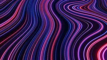 astratto colorato sfondo con leggero strisce, luminosa neon raggi e raggiante curvo linee, raggiante sentieri. alto velocità Linee. loop 3d animazione video