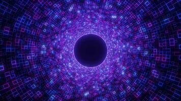 digital futurista cyber túnel ou viagem através Tempo e espaço às Alto Rapidez de comovente brilhante néon linhas. Alto tecnologia corredor, urdidura velocidade, buraco de minhoca video