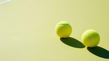 Generative AI, Close up tennis balls on the court, sport, recreation concept photo