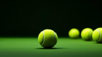 Generative AI, Close up tennis balls on the court, sport, recreation concept photo