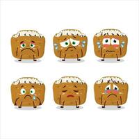 inarizushi dibujos animados en personaje con triste expresión vector