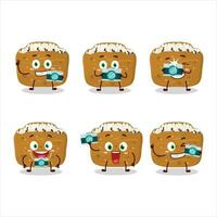 fotógrafo profesión emoticon con inarizushi dibujos animados personaje vector