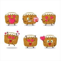 Inarizushi cartoon character with love cute emoticon vector