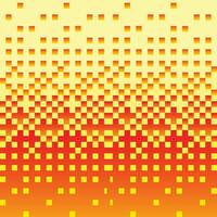 Vector gradient bitmap pixel effect squares red flames like isolated on gradient yellow background. Hot heat degree themed vector wallpaper.