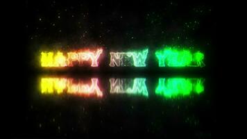 Happy New Year colorful neon laser text animation video