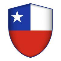 Chile flag in shield shape. Vector illustration.