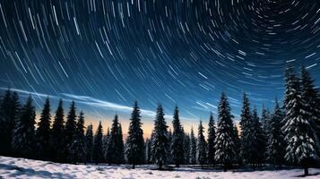 ai generative  Pine forest in winter cowered with a thick white snow blanket photo