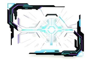 Futuristic border frame with neon lighting white background ai generative photo