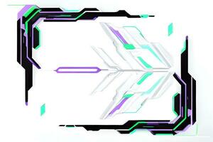 Futuristic border frame with neon lighting white background ai generative photo