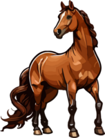 marron cheval dessin animé logo ai génératif png