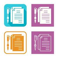 Unique Documents and Pen Vector Icon