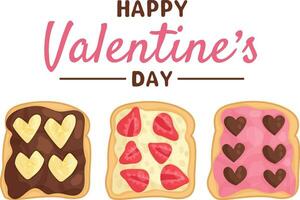 San Valentín día tarjeta con tostadas con corazones vector