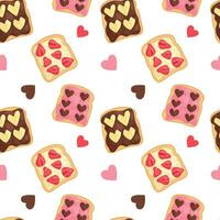 Vector pattern of toasts with chocolate, strawberry and banana