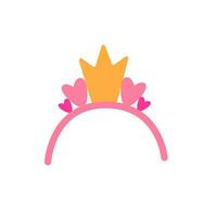 Pink tiara with hearts. Cute pink icon. Vector illustration.