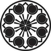 Vector monochrome black round turkish ornament. Endless ottoman national circle