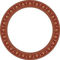 Vector gold and red round classical Greek ornament. European ornament. Border, frame, circle, ring Ancient Greece, Roman Empire