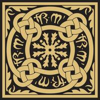 Vector gold square classic european national ornament. Ethnic pattern of the Romanesque peoples. Tiles of ancient greece, roman empire