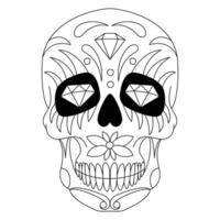 Mexican sugar skull isolated vector with flowers decoration for Day of the Dead coloring pages for kids page 9