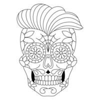 mexicano azúcar cráneo aislado vector con flores decoración para día de el muerto colorante paginas para niños página 10