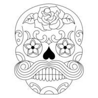 Mexican sugar skull isolated vector with flowers decoration for Day of the Dead coloring pages for kids page 8