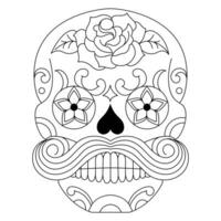 mexicano azúcar cráneo aislado vector con flores decoración para día de el muerto colorante paginas para niños página 8