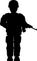 Soldier silhouette vector illustration. Military soldier graphic resources for icon, symbol, or sign. Soldier silhouette for military, army, security, war or defense