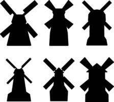 Windmill icon set. Rural building graphic resources for icon, symbol, or sign. Vector icon of windmill for design of farm, village or countryside