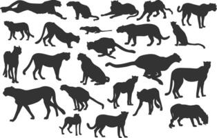 set of cheetah silhouette vector